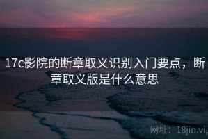 17c影院的断章取义识别入门要点，断章取义版是什么意思