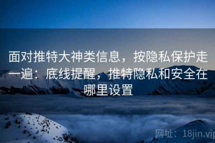 面对推特大神类信息，按隐私保护走一遍：底线提醒，推特隐私和安全在哪里设置