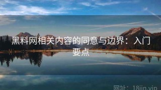 黑料网相关内容的同意与边界：入门要点