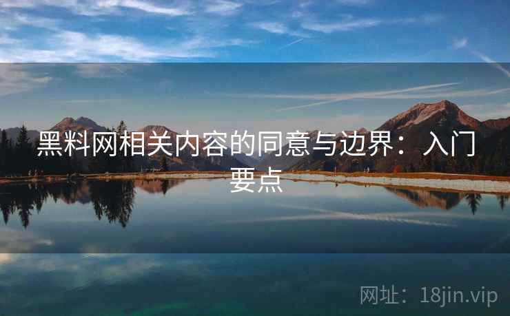 黑料网相关内容的同意与边界：入门要点