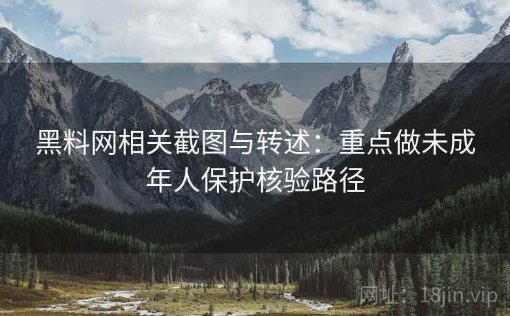 黑料网相关截图与转述：重点做未成年人保护核验路径